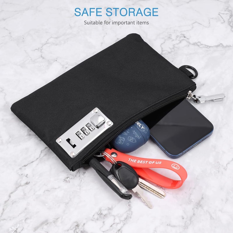 AMIR Money Bags with Zipper, 5x8 Inches, Money Pouch, Cash Bag, Coin Purse Bank Bags with Zipper for Travel, Cash, Jewelry, Passports, Credit Cards - Black - Image 5